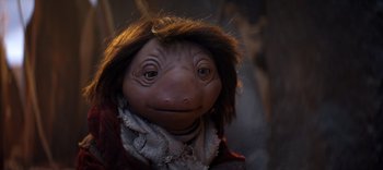 Movie still from “The Dark Crystal: Age of Resistance” (2019), created by Jim Henson – The face of a stuffed animal; Close Up shot, High angle