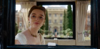 Movie still from “Bridgerton” (2020), created by Chris Van Dusen – Close Up shot, Over the shoulder angle