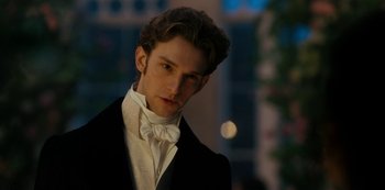 Movie still from “Bridgerton” (2020), created by Chris Van Dusen – Close Up shot, Over the shoulder angle