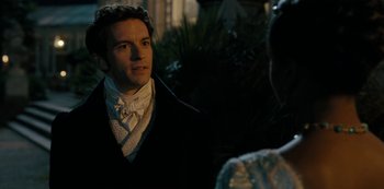 Movie still from “Bridgerton” (2020), created by Chris Van Dusen – Close Up shot, Over the shoulder angle