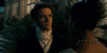 Movie still from “Bridgerton” (2020), created by Chris Van Dusen – Close Up shot, Over the shoulder angle