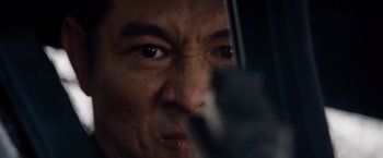 Movie still from “The Expendables” (2010), directed by Sylvester Stallone – A man's face as he looks into a mirror; Extreme Close Up shot, Low angle
