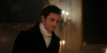 Movie still from “Bridgerton” (2020), created by Chris Van Dusen – Close Up shot, Over the shoulder angle