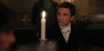 Movie still from “Bridgerton” (2020), created by Chris Van Dusen – Close Up shot, Over the shoulder angle