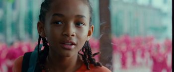 Movie still from “The Karate Kid” (2010), directed by Harald Zwart – A young person with dreadlocks; Close Up shot, Over the shoulder angle