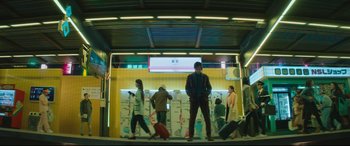 Movie still from “Bullet Train” (2022), directed by David Leitch – Wide shot, Low angle