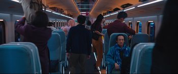 Movie still from “Bullet Train” (2022), directed by David Leitch – Wide shot, High angle