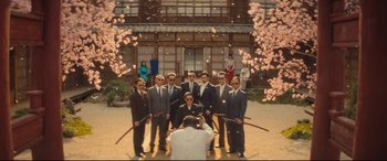 Movie still from “Bullet Train” (2022), directed by David Leitch – Wide shot, Low angle