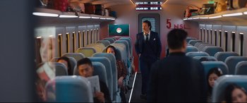Movie still from “Bullet Train” (2022), directed by David Leitch – Wide shot, Over the shoulder angle