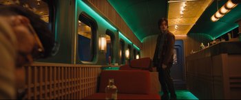 Movie still from “Bullet Train” (2022), directed by David Leitch – Wide shot, Over the shoulder angle