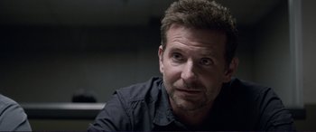 Movie still from “The Mule” (2018), directed by Clint Eastwood – A person wearing a black shirt; Close Up shot, Over the shoulder angle