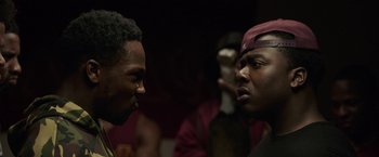 Movie still from “Burning Sands” (2017), directed by Gerard McMurray – Close Up shot, Over the shoulder angle