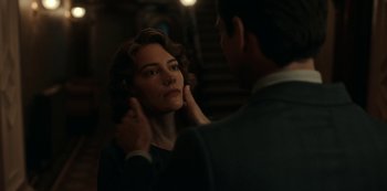 Movie still from “Guillermo del Toro's Cabinet of Curiosities” (2022), directed by Keith Thomas – A man and a woman looking at each other in the dark; Close Up shot, Over the shoulder angle