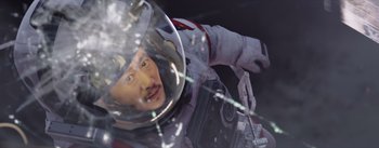 Movie still from “The Wandering Earth” (2019), directed by Frant Gwo – A man in a spacesuit and a helmet; Close Up shot, Low angle