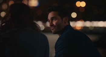 Movie still from “Can You Keep a Secret?” (2019), directed by Elise Durán – A person looking at the camera; Close Up shot, Over the shoulder angle
