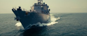 Movie still from “Captain Phillips” (2013), directed by Paul Greengrass – A large boat in the ocean with a lot of waves; Extreme Wide shot, Low angle