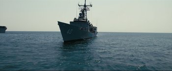 Movie still from “Captain Phillips” (2013), directed by Paul Greengrass – A large boat in the middle of the ocean; Extreme Wide shot, High angle