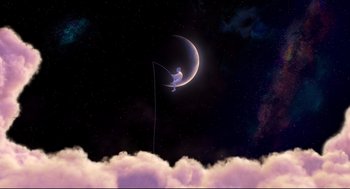 Movie still from “Captain Underpants: The First Epic Movie” (2017), directed by David Soren – An image of a person fishing in the night sky; Extreme Wide shot, Low angle