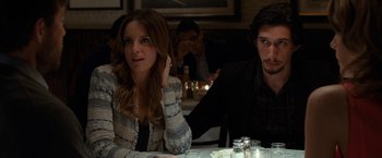 Movie still from “This Is Where I Leave You” (2014), directed by Shawn Levy – A woman and a man sitting at a table in a restaurant; Medium shot, Over the shoulder angle