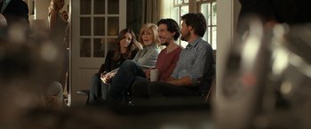 Movie still from “This Is Where I Leave You” (2014), directed by Shawn Levy – A group of people sitting in a room together; Medium shot, Over the shoulder angle