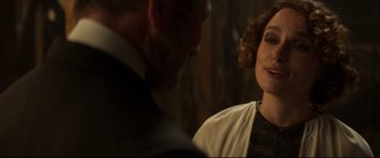 Movie still from “Colette” (2018), directed by Wash Westmoreland – A man and a woman talking to each other; Close Up shot, Over the shoulder angle