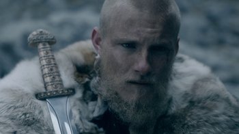 Movie still from “Vikings” (2013), created by Michael Hirst – Close Up shot, Low angle