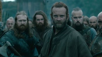 Movie still from “Vikings” (2013), created by Michael Hirst – Medium shot, Low angle
