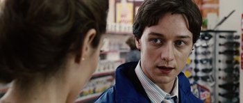 Movie still from “Wanted” (2008), directed by Timur Bekmambetov – A man and a woman are looking at one another; Close Up shot, Over the shoulder angle