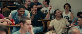 Movie still from “120 BPM” (2017), directed by Robin Campillo – A group of people sitting in a classroom; Medium shot, Over the shoulder angle