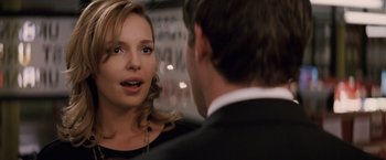 Movie still from “27 Dresses” (2008), directed by Anne Fletcher – A man and a woman talking to each other; Close Up shot, Over the shoulder angle