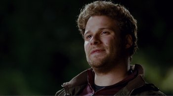 Movie still from “50/50” (2011), directed by Jonathan Levine – A person wearing a jacket; Close Up shot, Over the shoulder angle