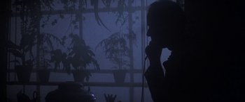 Movie still from “A Bridge Too Far” (1977), directed by Richard Attenborough – A person talking on a phone in front of a window; Close Up shot, Low angle