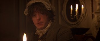 Movie still from “Tristram Shandy” (2005), directed by Michael Winterbottom – A man in a hat and a jacket; Close Up shot, High angle