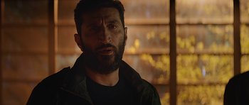 Movie still from “Department Q: A Conspiracy of Faith” (2016), directed by Hans Petter Moland – A person with a beard; Close Up shot, Low angle