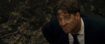 Movie still from “A Good Year” (2006), directed by Ridley Scott – A person wearing a suit and tie; Close Up shot, High angle