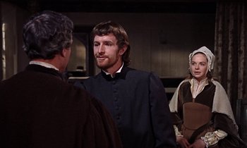 Movie still from “A Man for All Seasons” (1966), directed by Fred Zinnemann – A group of people standing next to each other in a room; Medium shot, Over the shoulder angle