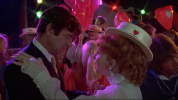 Movie still from “A New Leaf” (1971), directed by Elaine May – A man and a woman are dancing at a party; Medium shot, Low angle
