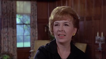 Movie still from “A New Leaf” (1971), directed by Elaine May – A person sitting in a room; Close Up shot, Over the shoulder angle