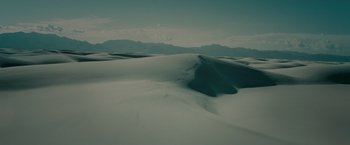 Movie still from “A Nightmare on Elm Street” (2010), directed by Samuel Bayer – A view of a desert landscape with mountains in the background; Extreme Wide shot, High angle