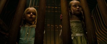 Movie still from “A Nightmare on Elm Street” (2010), directed by Samuel Bayer – Two little girls standing next to each other; Close Up shot, Low angle