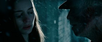Movie still from “A Nightmare on Elm Street” (2010), directed by Samuel Bayer – A man and a woman standing next to each other in the snow; Extreme Close Up shot, Over the shoulder angle