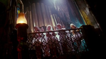Movie still from “A Nightmare on Elm Street 4: The Dream Master” (1988), directed by Renny Harlin – A group of young girls standing next to each other; Wide shot, Low angle