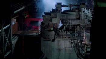 Movie still from “A Nightmare on Elm Street 2: Freddy's Revenge” (1985), directed by Jack Sholder – A factory with a lot of machinery in it; Extreme Wide shot, High angle