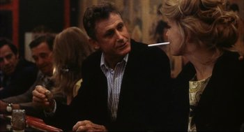 Movie still from “A Woman Under the Influence” (1974), directed by John Cassavetes – A man and a woman are talking to each other; Close Up shot, Over the shoulder angle