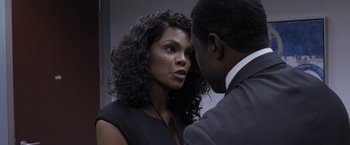 Movie still from “Acrimony” (2018), directed by Tyler Perry – A man and a woman that are talking to each other; Close Up shot, Over the shoulder angle