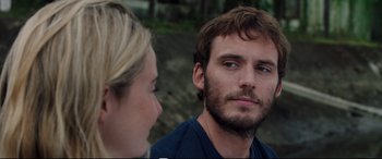 Movie still from “Adrift” (2018), directed by Baltasar Kormákur – A man and a woman looking at one another; Close Up shot, Over the shoulder angle