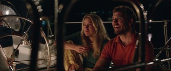 Movie still from “Adrift” (2018), directed by Baltasar Kormákur – A man and a woman sitting next to each other; Medium shot, Over the shoulder angle