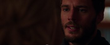 Movie still from “Adrift” (2018), directed by Baltasar Kormákur – A person with a beard; Close Up shot, Over the shoulder angle