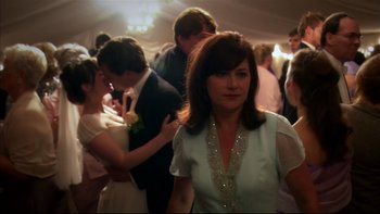 Movie still from “After the Wedding” (2006), directed by Susanne Bier – A group of people standing in a room; Close Up shot, Over the shoulder angle