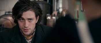 Movie still from “Albert Nobbs” (2011), directed by Rodrigo García – A person with long hair; Close Up shot, Over the shoulder angle